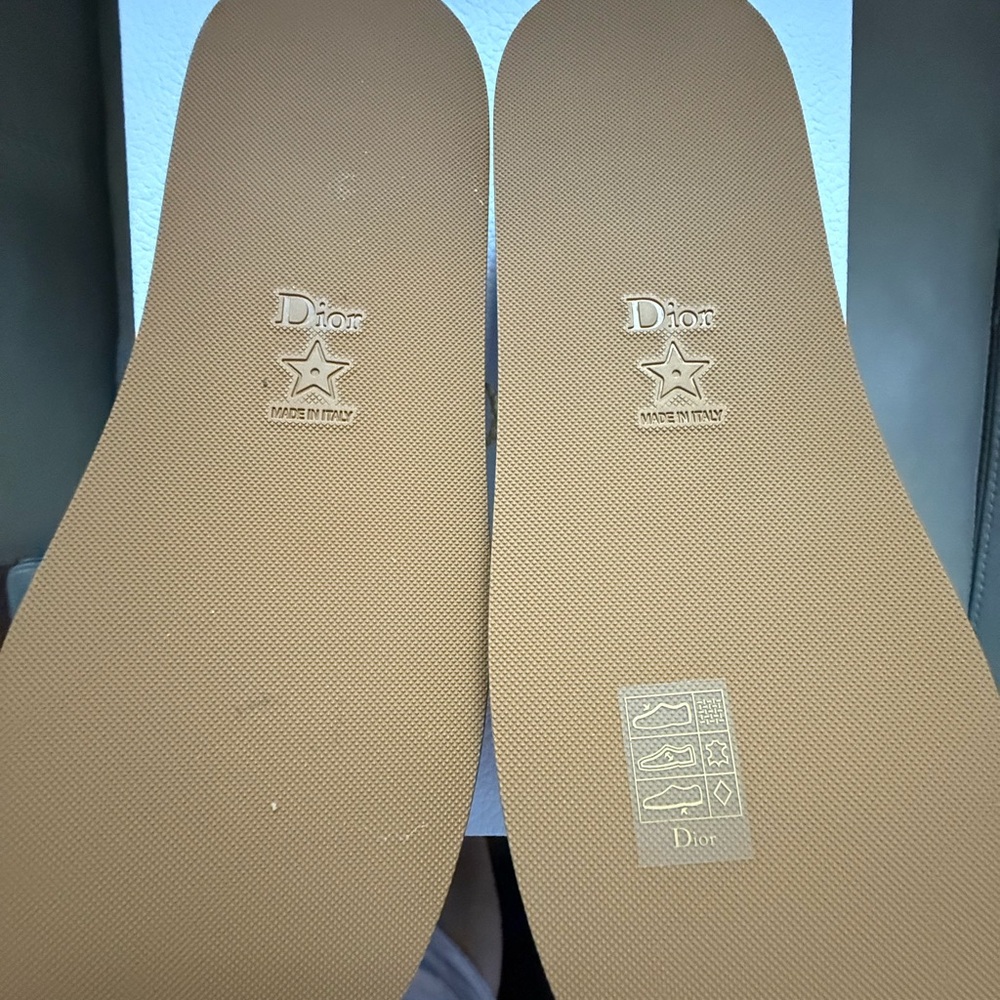 Dior Beige Tan Embroidered Logo Slide Sandals - Picture 3 of 7